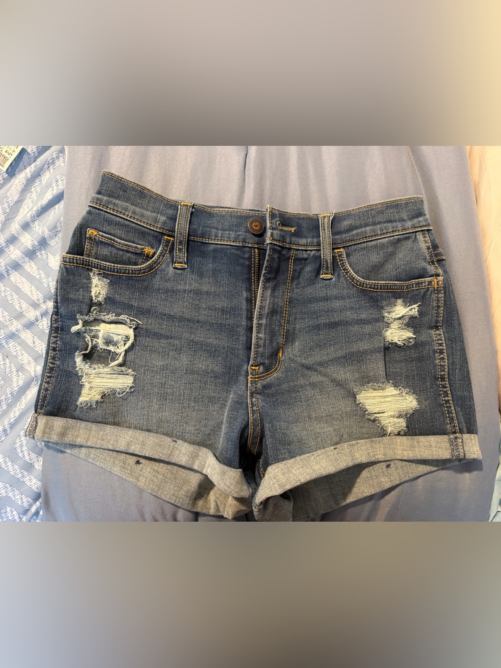 Hollister Distressed Blue Denim Shorts